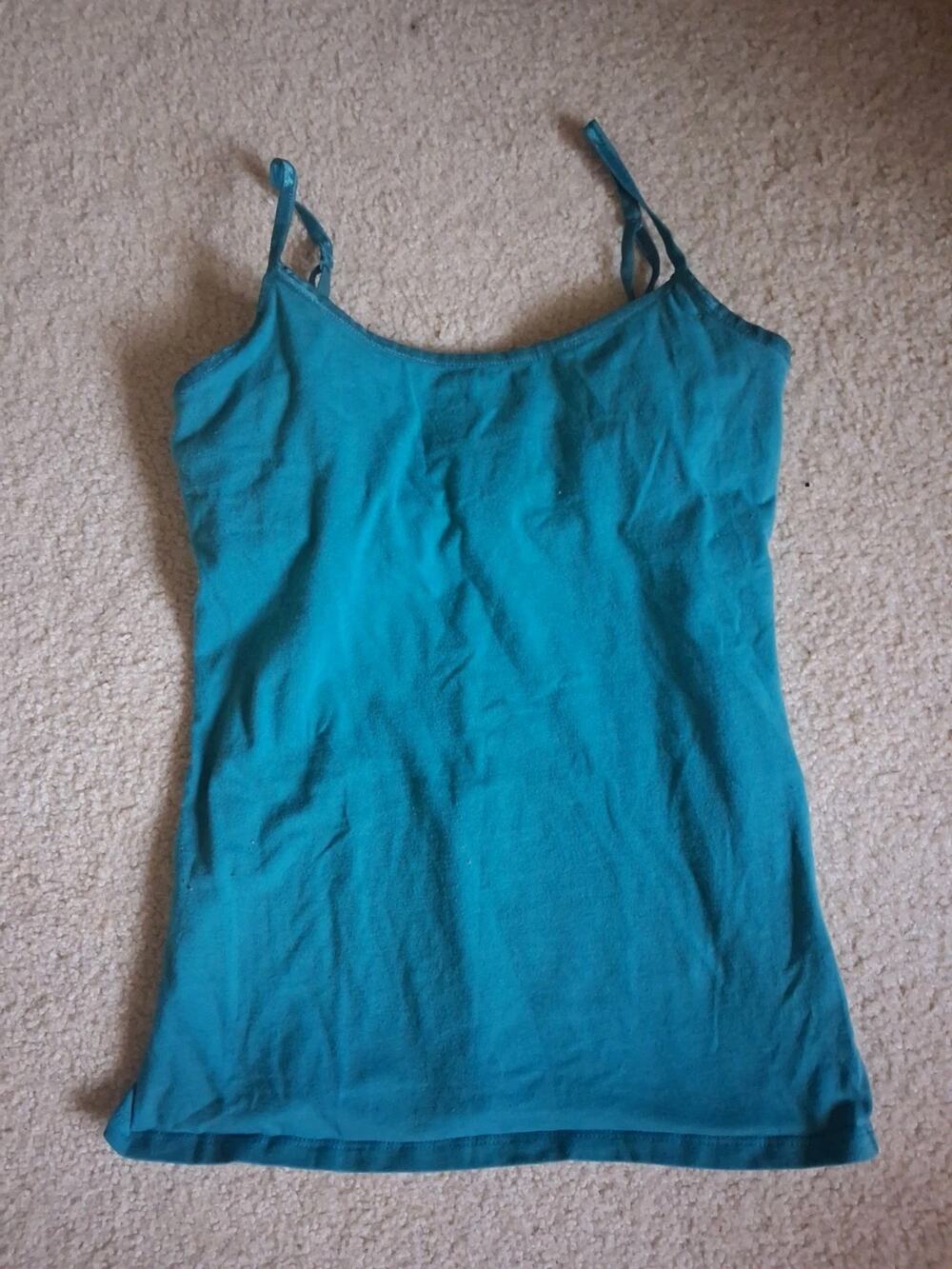 SO Teal Camisole Tank Top Cotton Blend Adjustable Strap Women's Size S